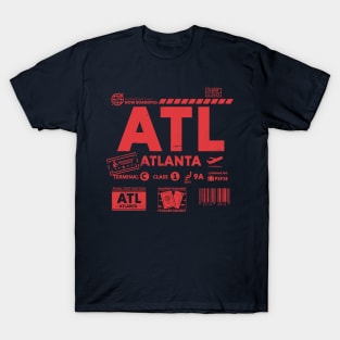 Vintage Atlanta ATL Airport Code Travel Day Retro Travel Tag T-Shirt